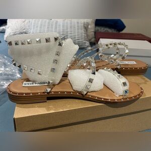 Steve Madden Travel Clear and Tan Studded Sandals